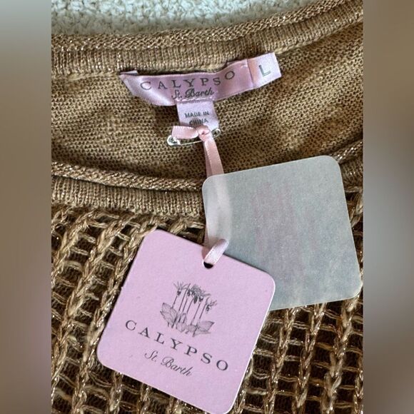 Calypso St. Barth Dress Womens Sz L Annelies sweater Knit one shoulder Metallic - Picture 8 of 11